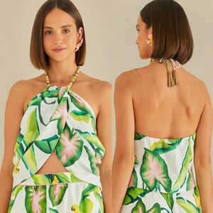 NWT Farm Rio Off-White Summer Foliage Cropped Top size XL